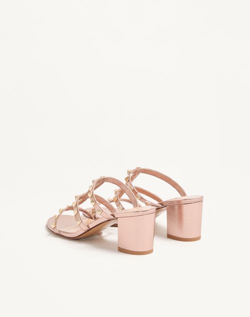 Valentino Garavani - Rockstud Slide Sandal In Laminated Nappa Leather 60mm - Rose Cannelle - Woman - Sandals